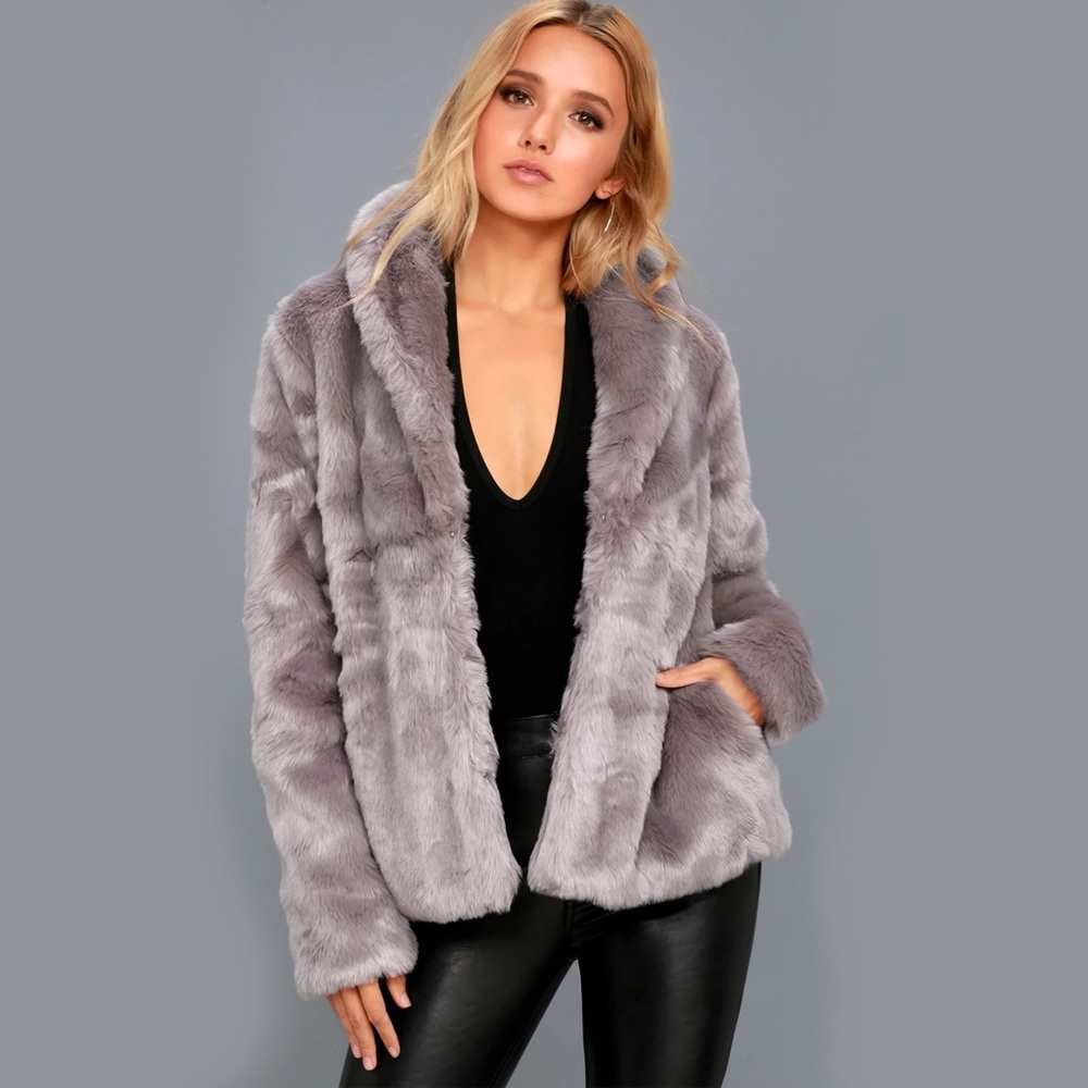 Stone Row Faux Fur Purple Coat